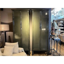 Lacquered Cabinet Tapered Dark Grey/Green