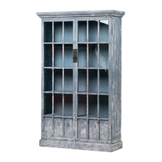 Vitrina gris/azul 2 puertas BK137