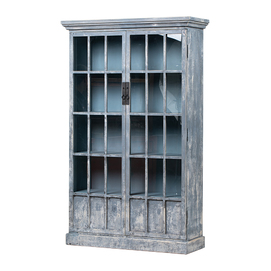 Glass cabinet grey/blue 2 doors BK137