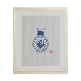 Watercolor chinese vase framed CD25