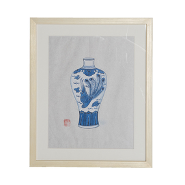 Watercolor chinese vase framed CD27