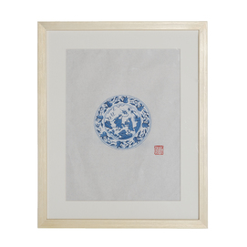 Watercolor chinese dish framed CD28