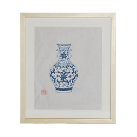 Watercolor chinese vase framed CD29