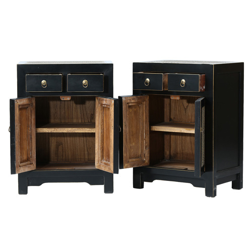 Pair of cabinets black 2 drawers 2 doors DT048