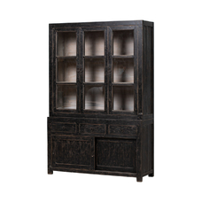 Vitrina negra 5 puertas 3 cajones GK542