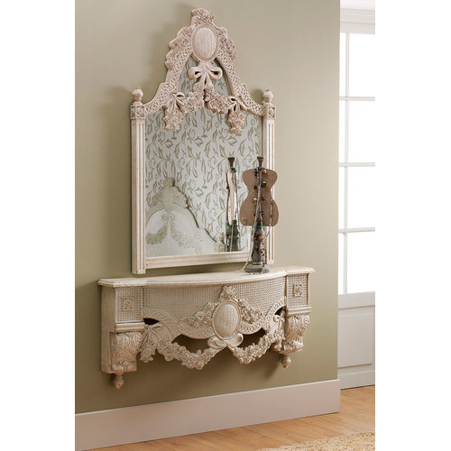 White mirror with carving H002