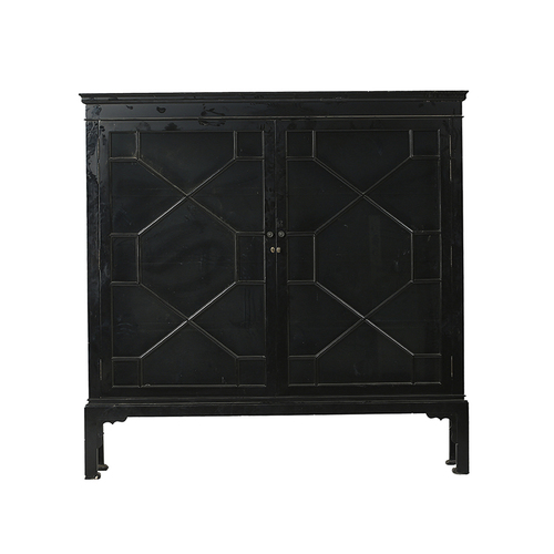 Glass Cabinet black 2 doors HH471