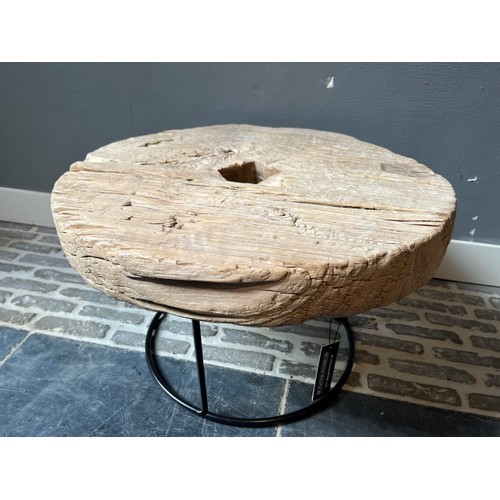 Round Elmwood Side Table