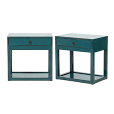 Pareja mesas azul petrol 1 cajón JM991