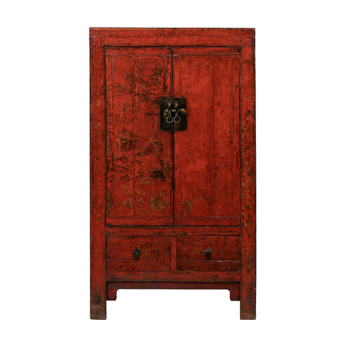 Cabinet red 2 doors 2 drawers JN177