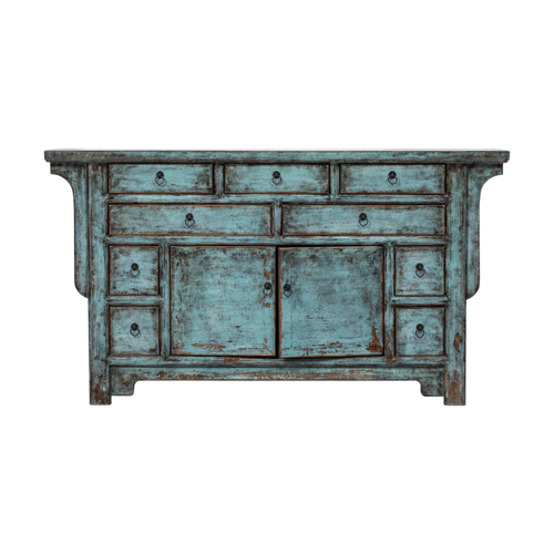 Console blue 9 drawers 2 doors KM984