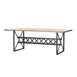 Dining table with wood top and metal base MB052