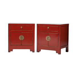 A pair of cabinets red 2 drawers NT468