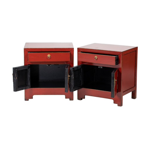 A pair of cabinets red 2 drawers NT468