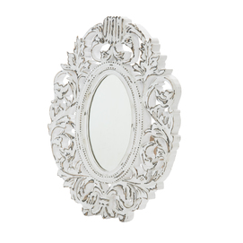 White carved wooden mirror Q343