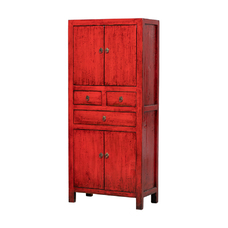 Armario rojo 4 puertas 3 cajones XN829