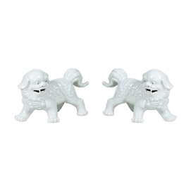 A pair of ceramic lions white ZH038