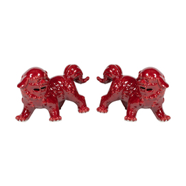 A pair of ceramic lions ZH039