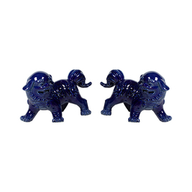 A pair of ceramic blue lions ZH231