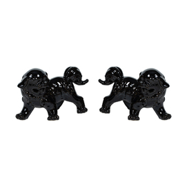 A pair of ceramic black lions ZH232