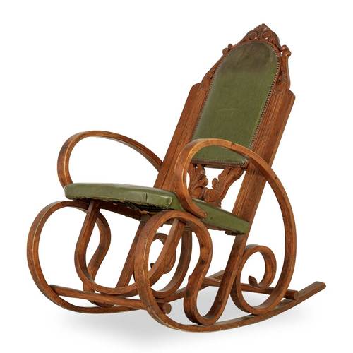 Antique upholstered rocking chair