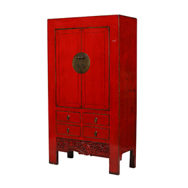 Armario rojo 2 puertas 4 cajones JM754