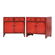 Pareja cómodas rojo 2 cajones JN435