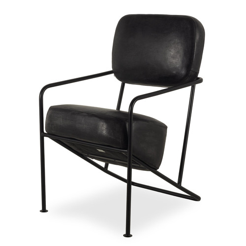 Black leather armchair Seltan