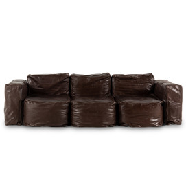 Three-seat brown leather couch Buffy