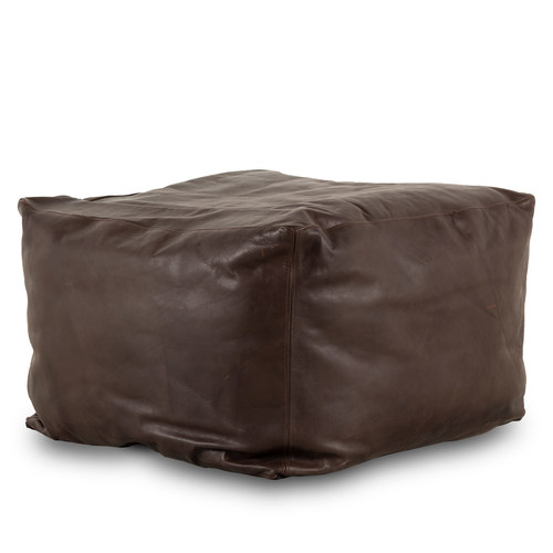 Brown leather pouf Buffy