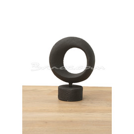 FIGURA ANILLO CERÁMICA NEGRO CON PEDESTAL