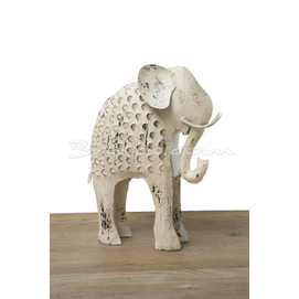 ELEFANTE PEQUEÑO HIERRO BEIG ANTIGUO