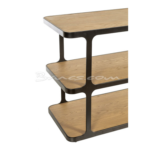 CONSOLA YOMA-L ROBLE Y HIERRO 3 ESTANTES