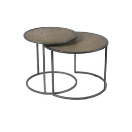 SET 2 MESAS AUXILIAR FORST HIERRO Y ROBLE GRIS ANT