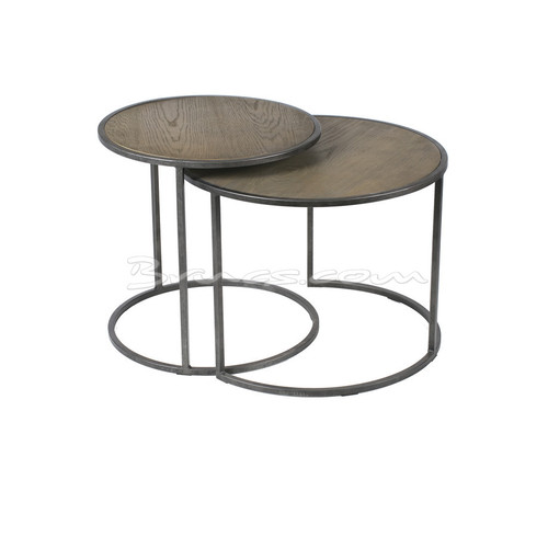 SET 2 MESAS AUXILIAR FORST HIERRO Y ROBLE GRIS ANT