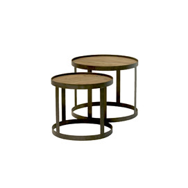 SET 2 MESAS AUXILIAR RANGE PINO Y HIERRO