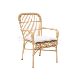 SILLA CON BRAZOS SOIRA RATTAN Y TEJ. SINT. c/cojin