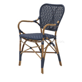 SILLA CON BRAZOS HABANA RATTAN NAT. Y SINT AZUL