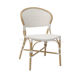 SILLA MULANJE TEJIDO SINTÉTICO BLANCO Y RATTAN