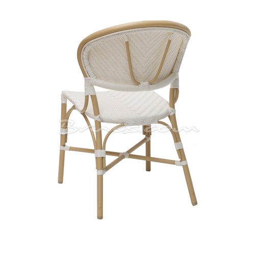 SILLA MULANJE TEJIDO SINTÉTICO BLANCO Y RATTAN