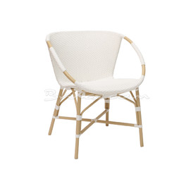 SILLA YARED TEJIDO SINTÉTICO BLANCO Y RATTAN