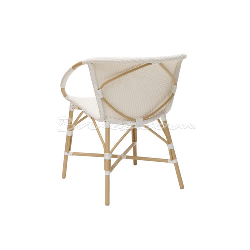 SILLA YARED TEJIDO SINTÉTICO BLANCO Y RATTAN