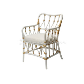 SILLA CON BRAZOS MALINCHE RATTAN BLANCO Y NATURAL