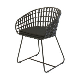 SILLA NICO METAL Y RATTAN  NEGRO