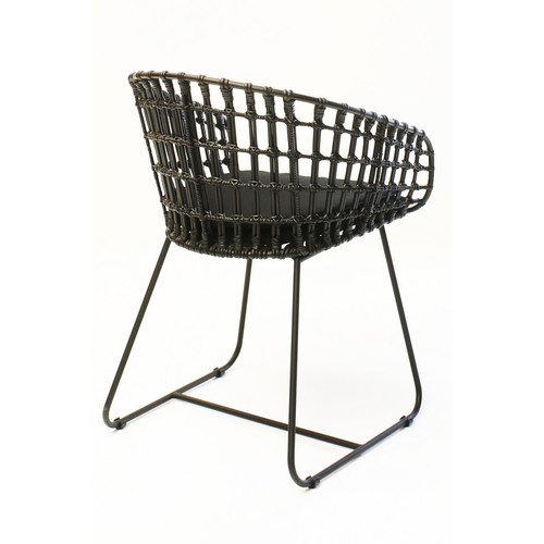 SILLA NICO METAL Y RATTAN  NEGRO