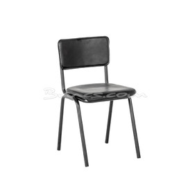 SILLA ESCUELA HIERRO NEGRO PIEL NEGRA MATE