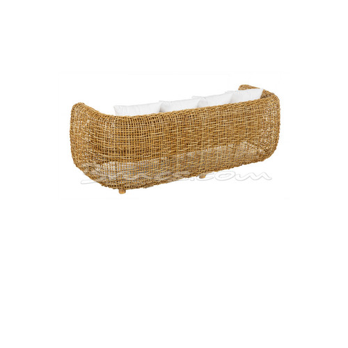 SOFÁ 3 PZAS. MALI  RATTAN NATURAL CON COJINES