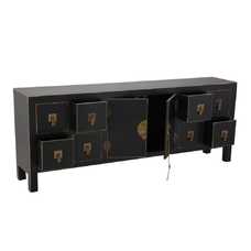 MUEBLE 8 CAJONES NEGRO-ORO MADERA 130 X 24 X 50,50 CM MUEBLE 8 CAJONES NEGRO-ORO MADERA 130 X 24 X 50,50 CM
