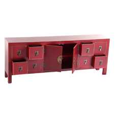 MUEBLE 8 CAJONES ROJO MADERA 130 X 24 X 50,50 CM MUEBLE 8 CAJONES ROJO MADERA 130 X 24 X 50,50 CM