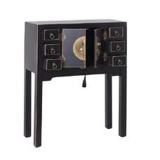 CONSOLA 2 PUERTAS Y 6 CAJONES NEGRO 63 X 26 X 80 CM CONSOLA 2 PUERTAS Y 6 CAJONES NEGRO 63 X 26 X 80 CM